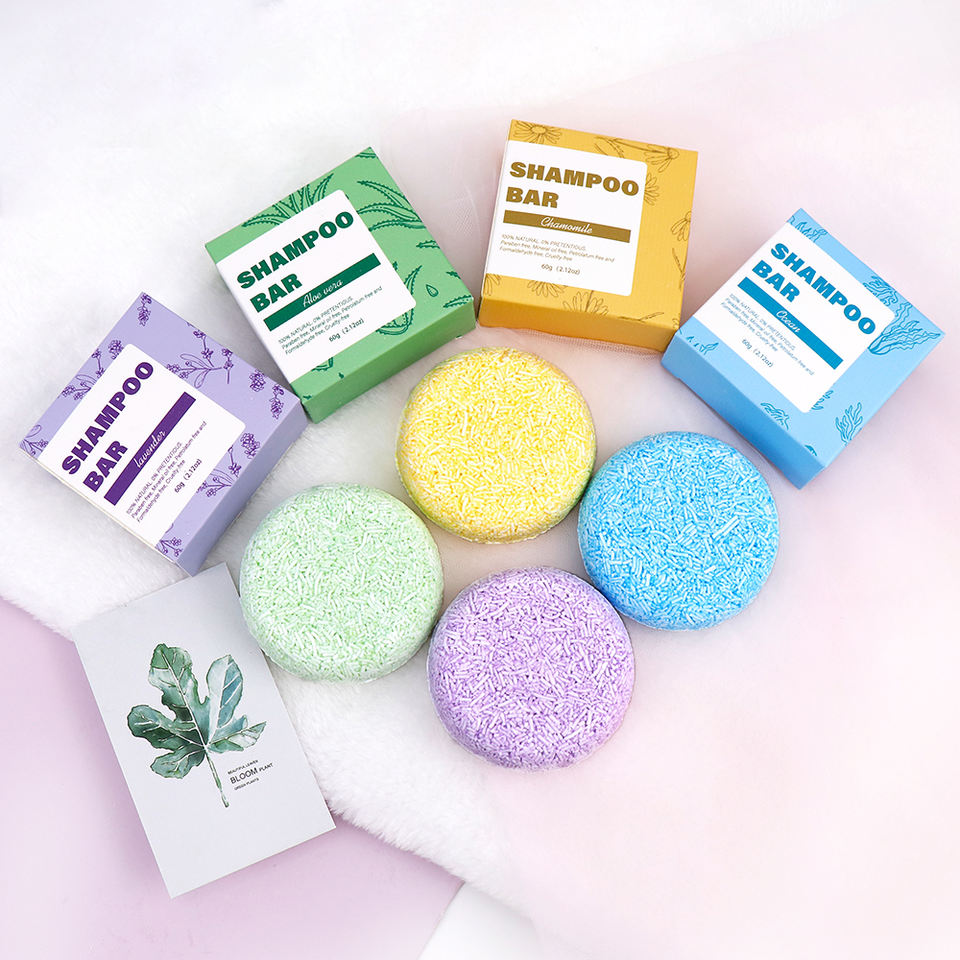 Jabón en barra de champú para cabello seco y cuero cabelludo personalizado