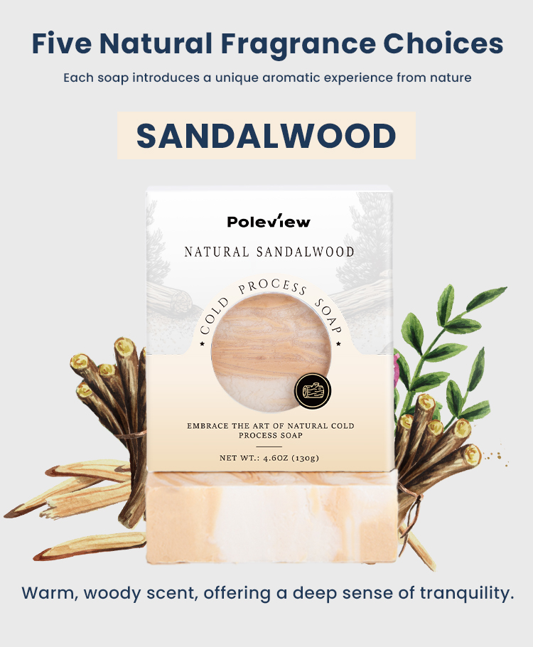 Poleview, buena calidad, 100% vegano, manteca de karité orgánica, jabón natural hecho a mano, de barra de jabón hidratante de proceso en frío