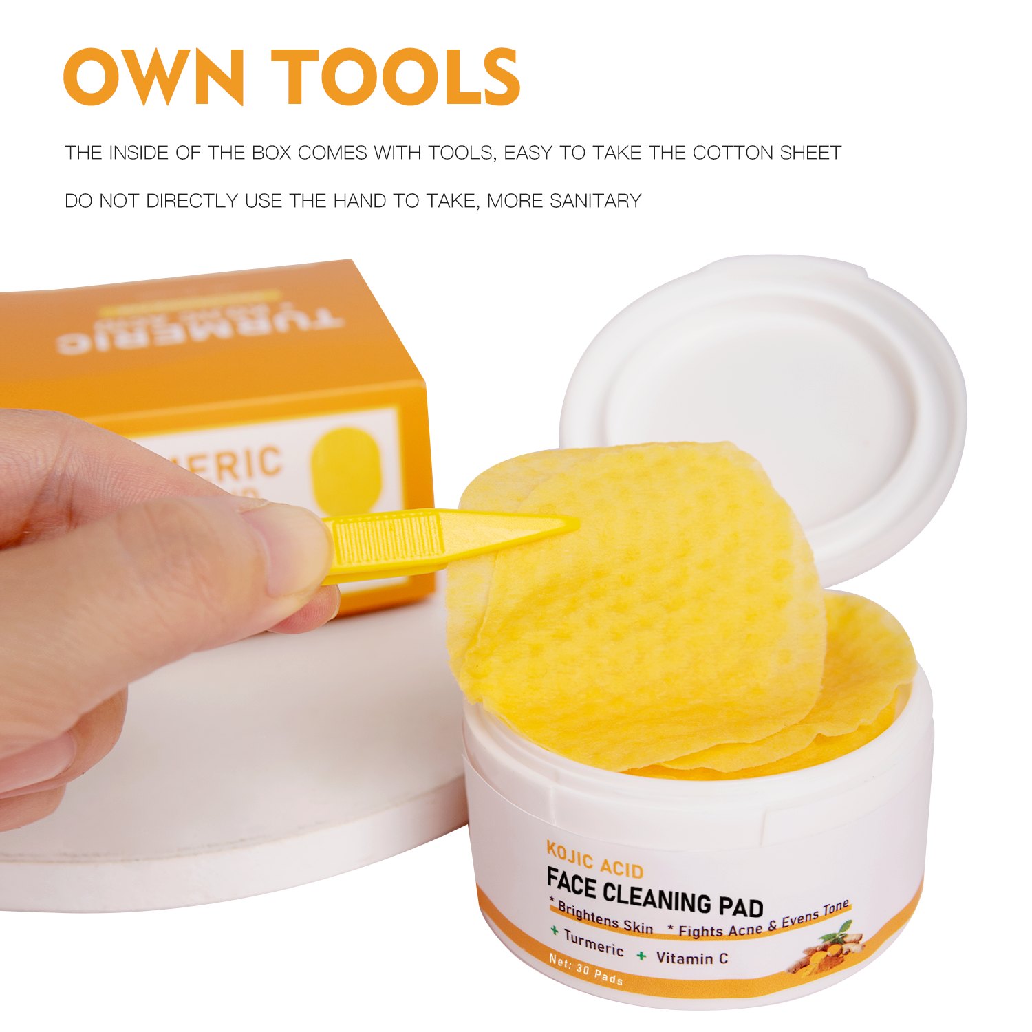 Almohadillas limpiadoras de cúrcuma de marca privada al por mayor