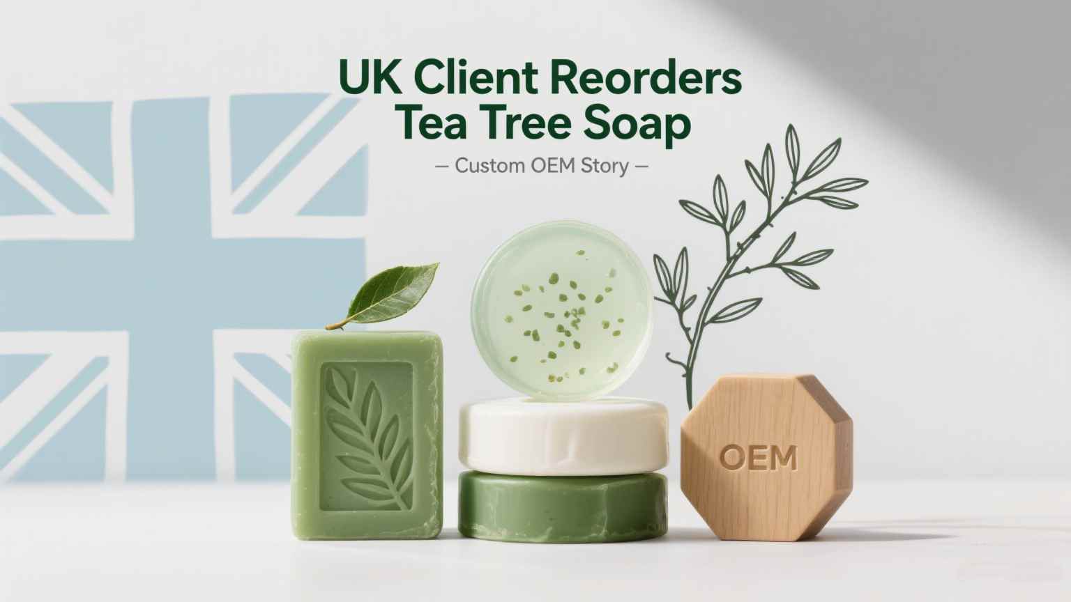 El cliente del Reino Unido reordera el jabón del árbol de té |  Historia OEM personalizada